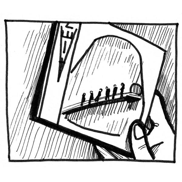 Okładka webkomiksu "Ciche pragnienia". Na białym tle jest ukazany do góry nogami portret nieokreslonej postaci z zamkniętymi oczami i rozwianymi włosami.